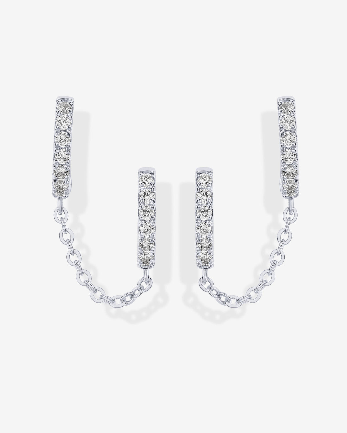 Double Hoop CZ Chained Huggie Hoop