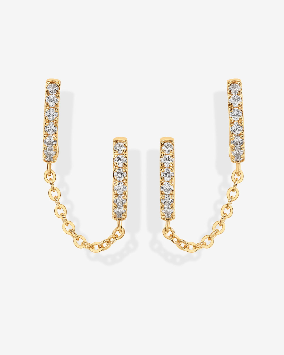 Double Hoop CZ Chained Huggie Hoop