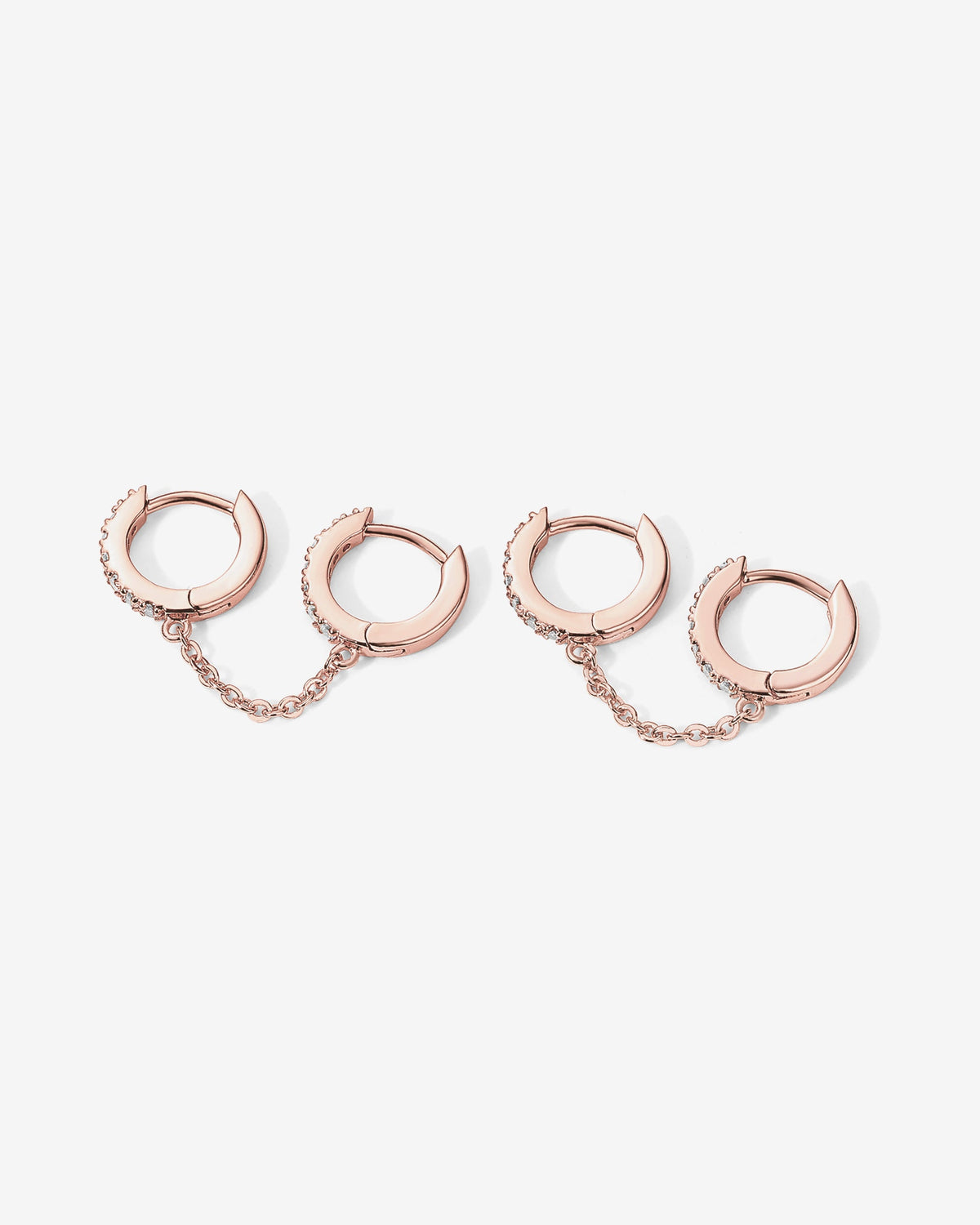 Double Hoop CZ Chained Huggie Hoop