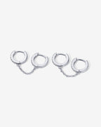 Double Hoop CZ Chained Huggie Hoop