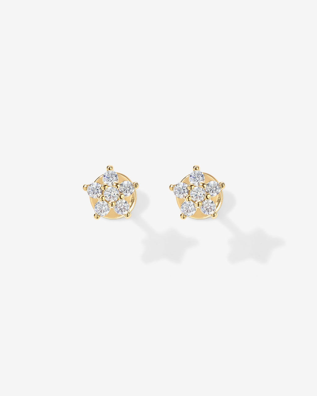 Shinny Flower Stud Screw Back Earrings