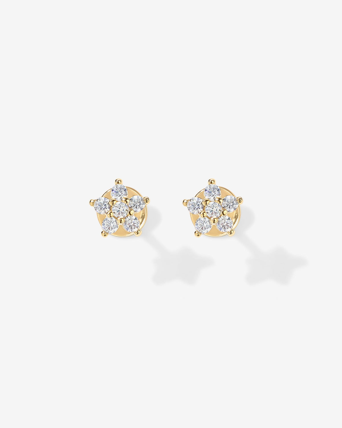 Shinny Flower Stud Screw Back Earrings