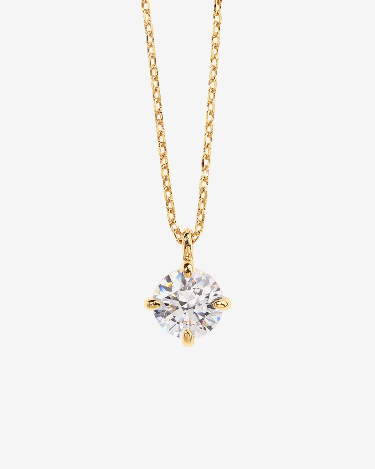 Dainty 7.5mm Swarovski CZ Solitaire Pendant Necklace