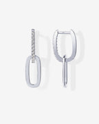 Cubic Zirconia Convertible Paperclip Link Earrings