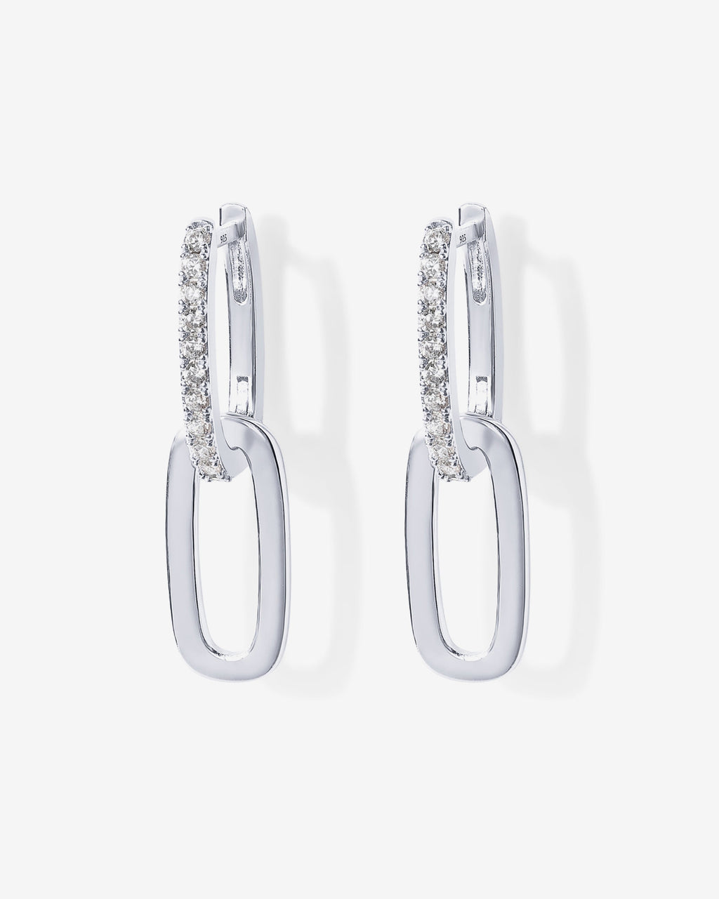 Cubic Zirconia Convertible Paperclip Link Earrings