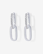 Cubic Zirconia Convertible Paperclip Link Earrings
