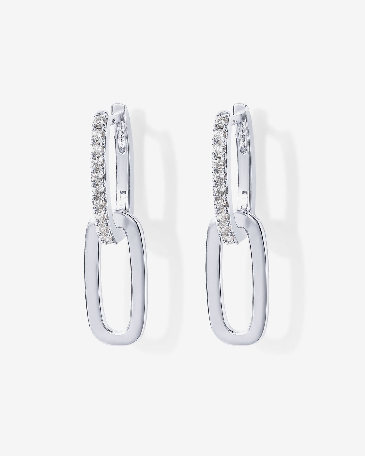 Cubic Zirconia Convertible Paperclip Link Earrings