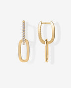 Cubic Zirconia Convertible Paperclip Link Earrings