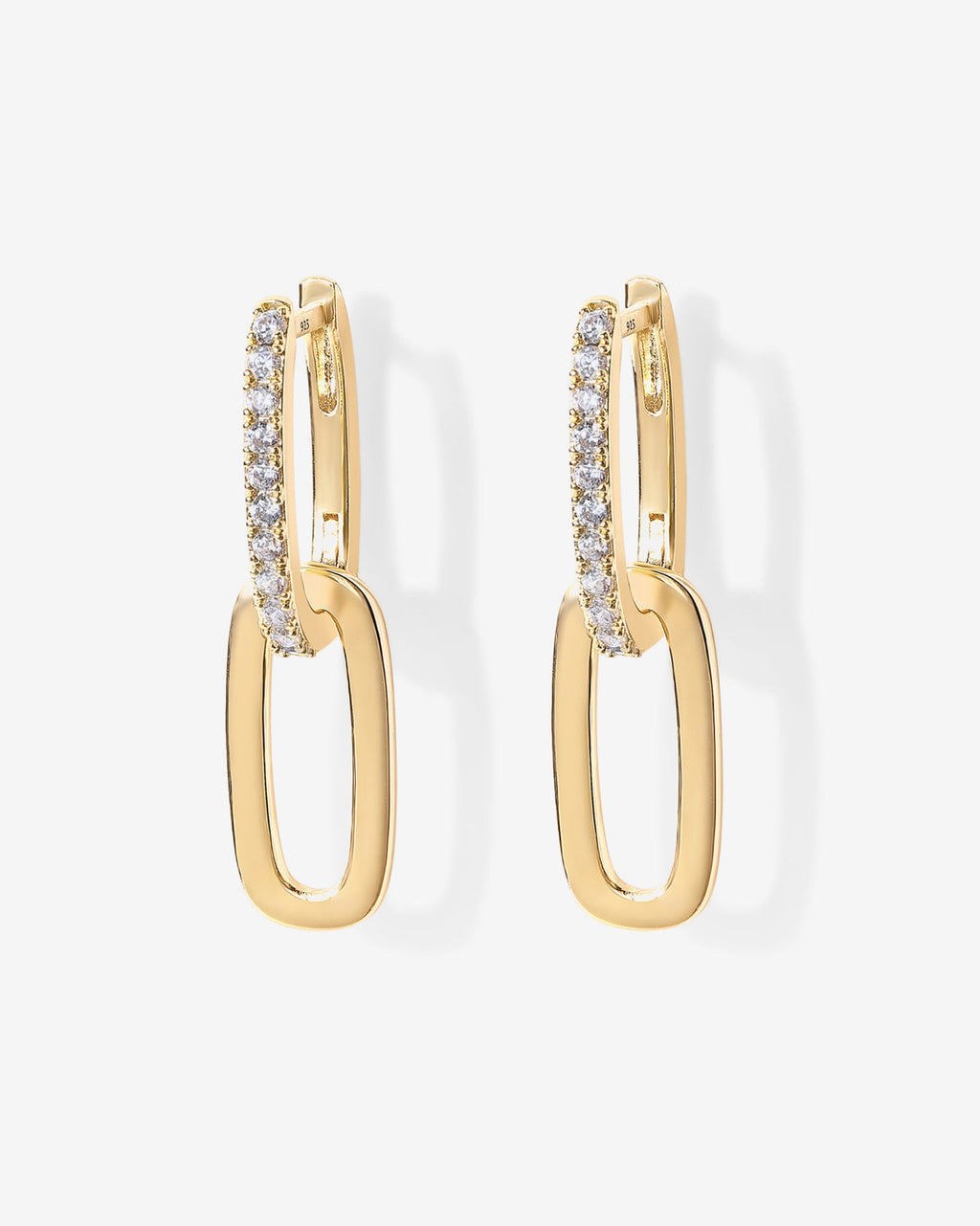 Cubic Zirconia Convertible Paperclip Link Earrings