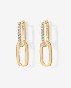 Cubic Zirconia Convertible Paperclip Link Earrings