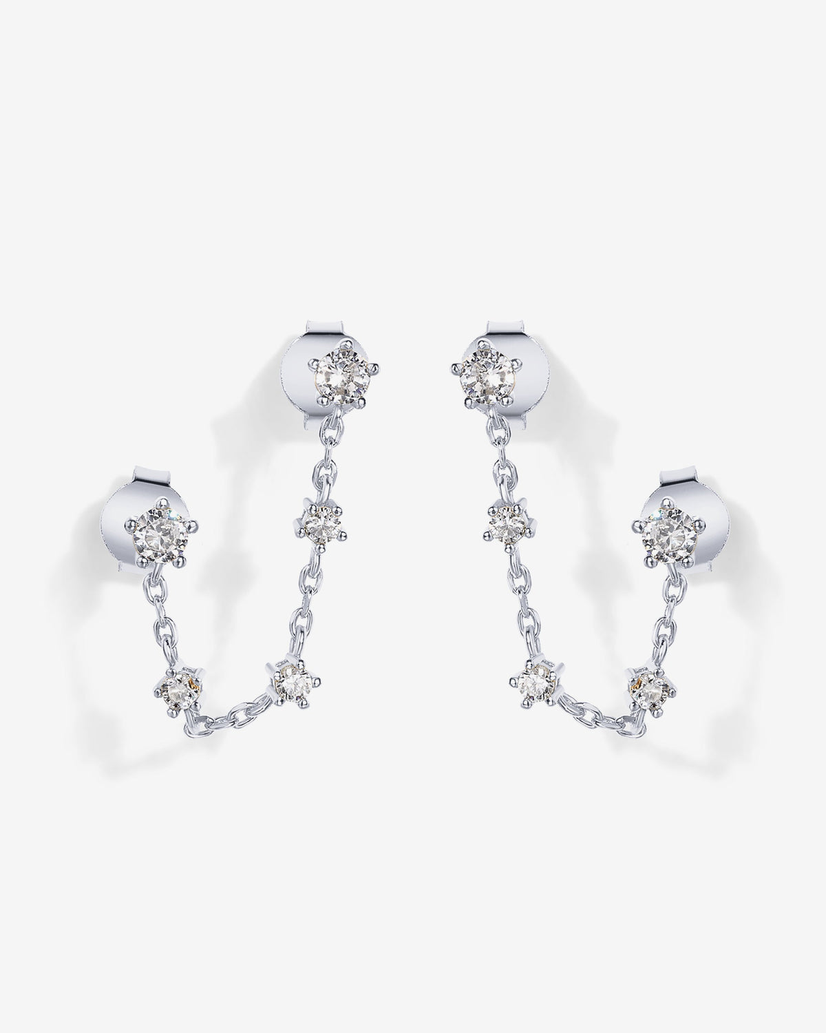 Chained Station Double Piercing Studs
