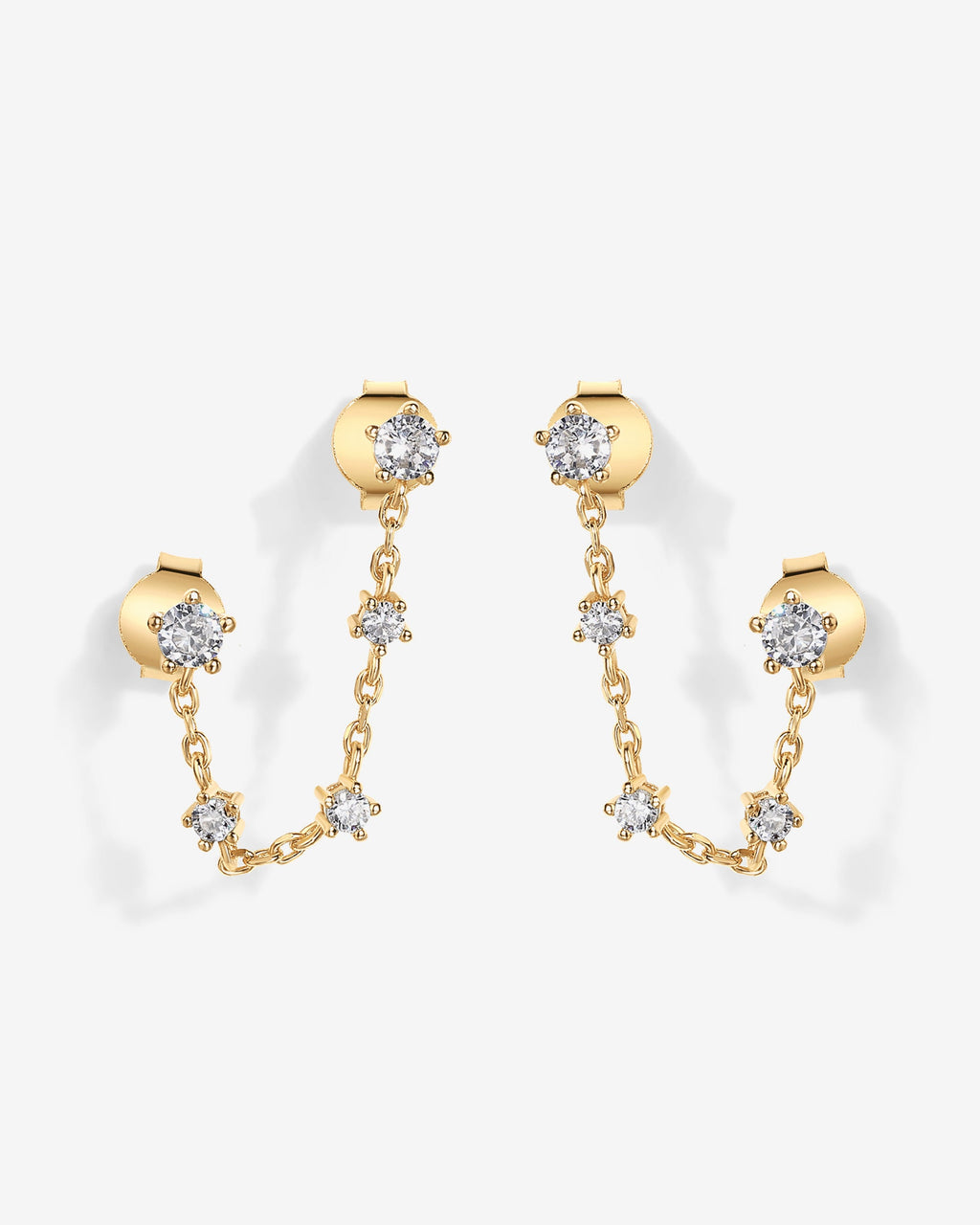 Chained Station Double Piercing Studs