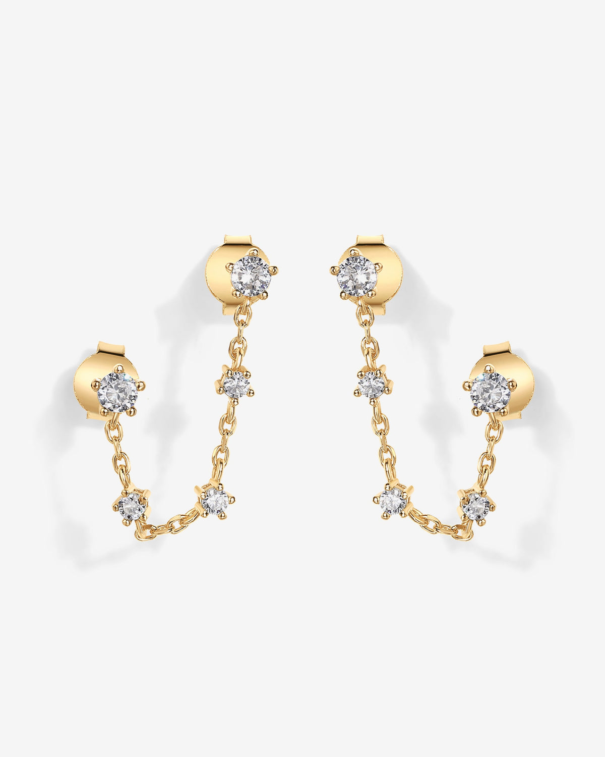 Chained Station Double Piercing Studs