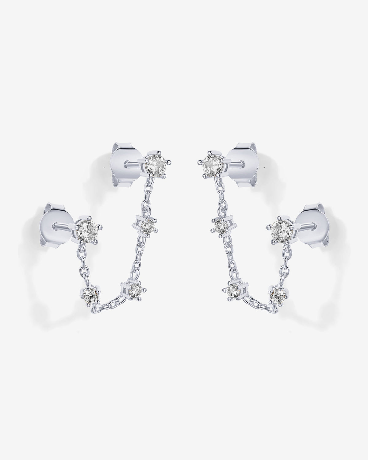 Chained Station Double Piercing Studs