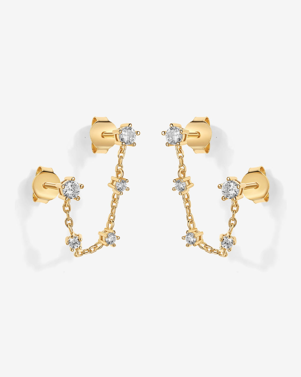Chained Station Double Piercing Studs