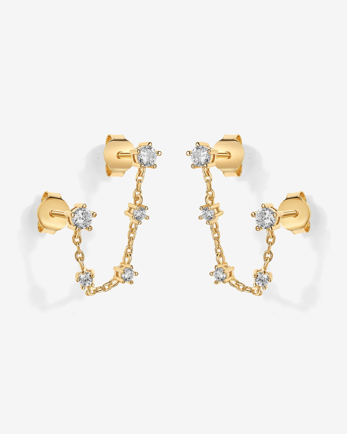 Chained Station Double Piercing Studs