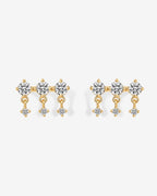 Triple Dangle No Piercing Earrings