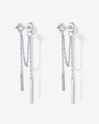 Mini CZ Chained Bar Earrings