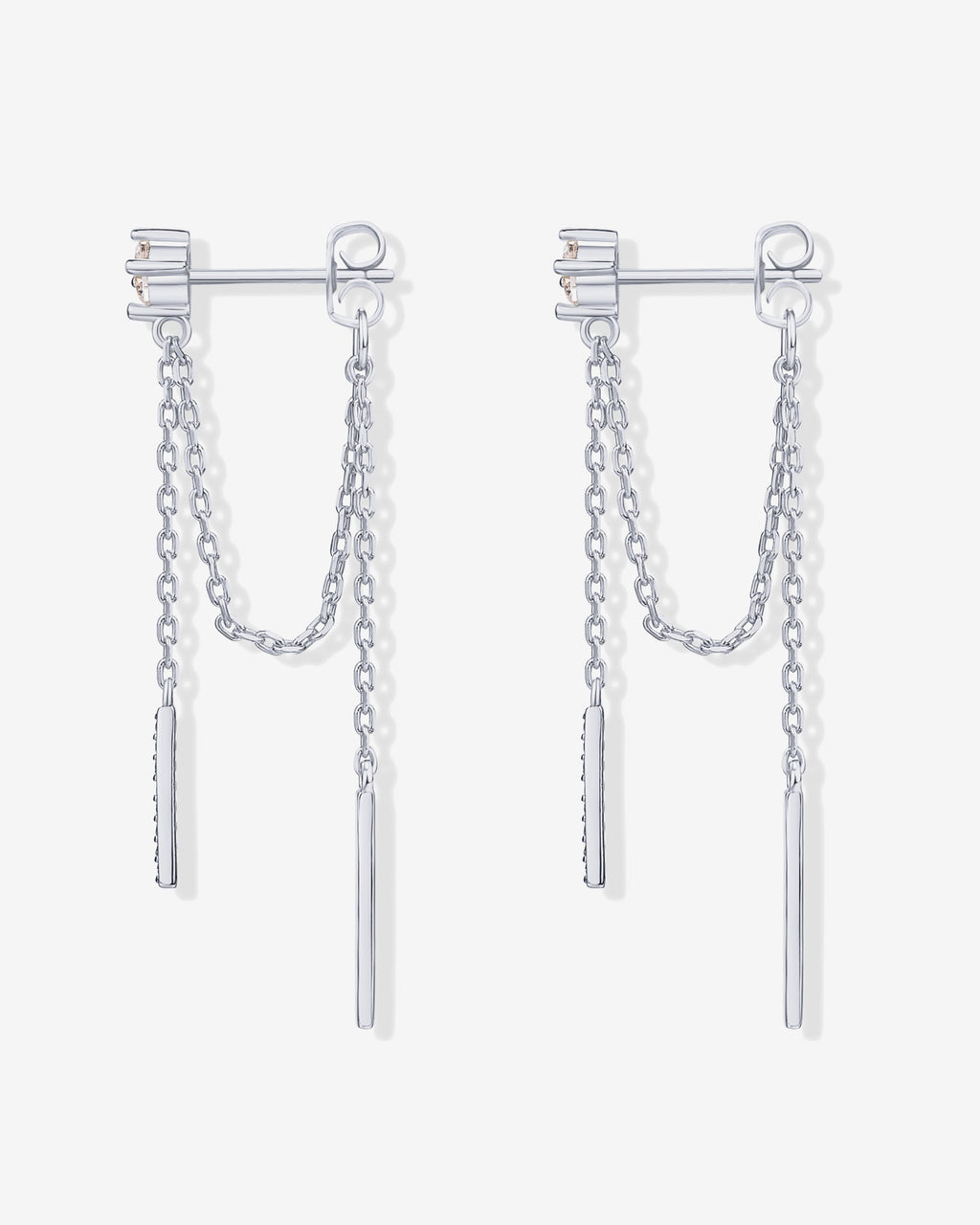 Mini CZ Chained Bar Earrings
