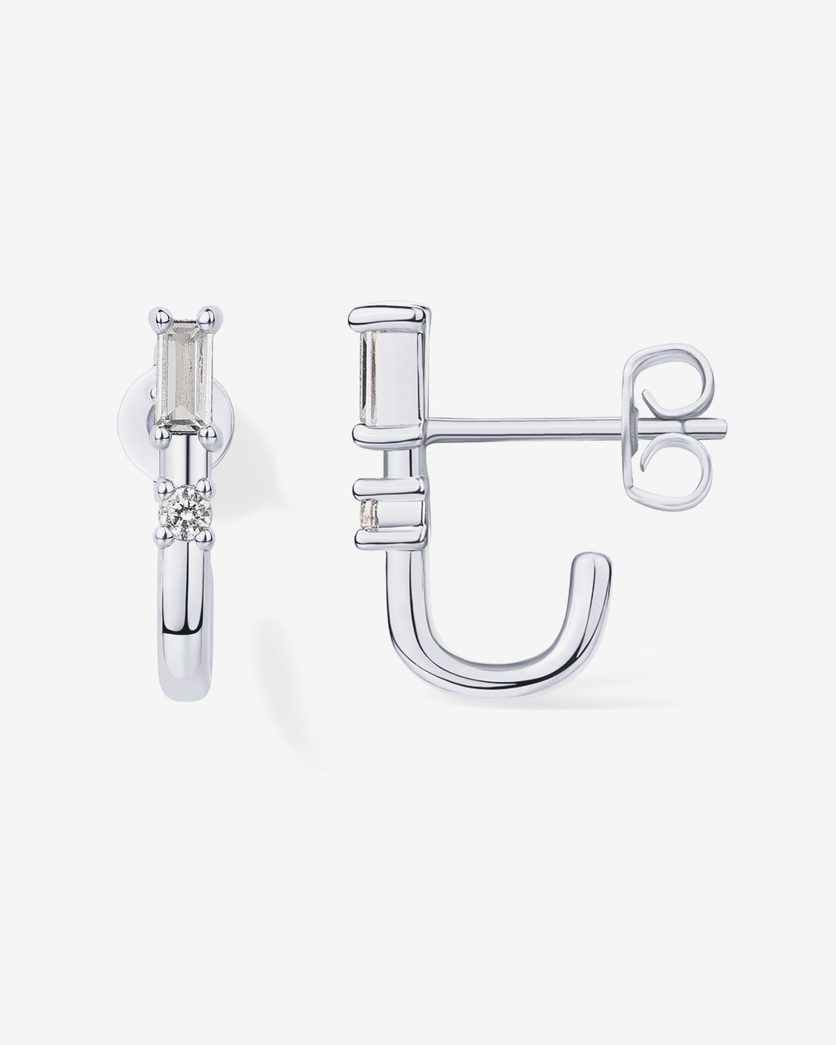 Baguette Half Huggie Earrings