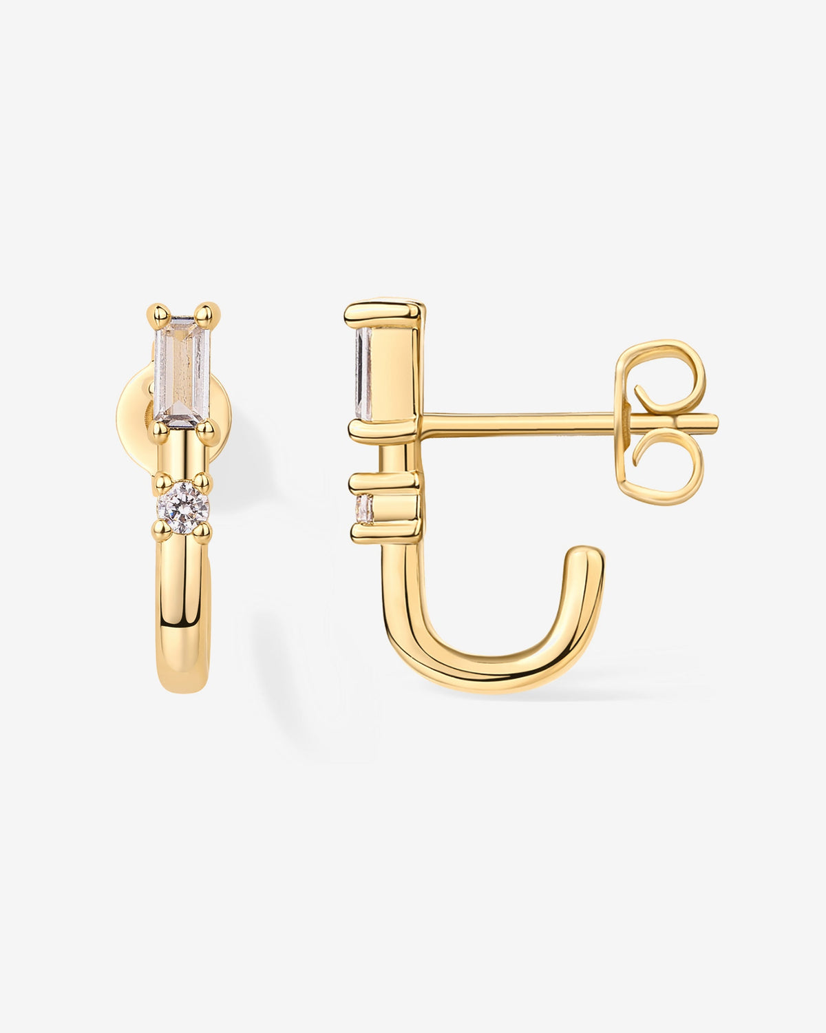 Baguette Half Huggie Earrings