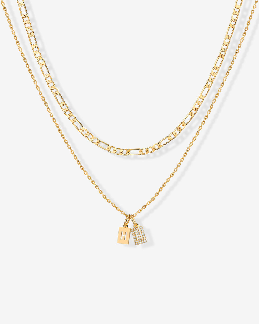 Double Initial Tag Necklace