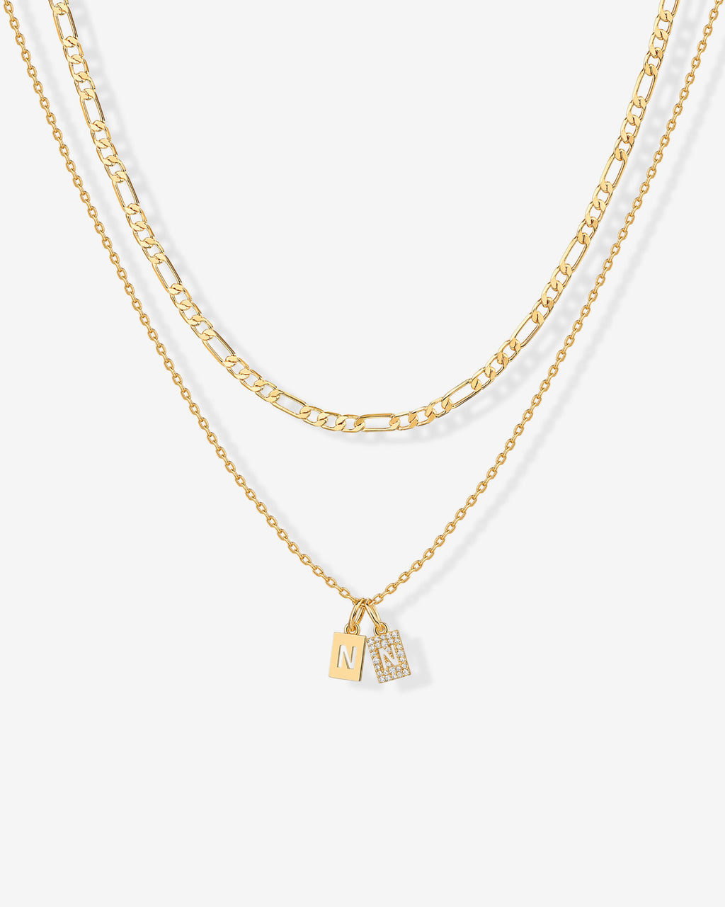 Double Initial Tag Necklace