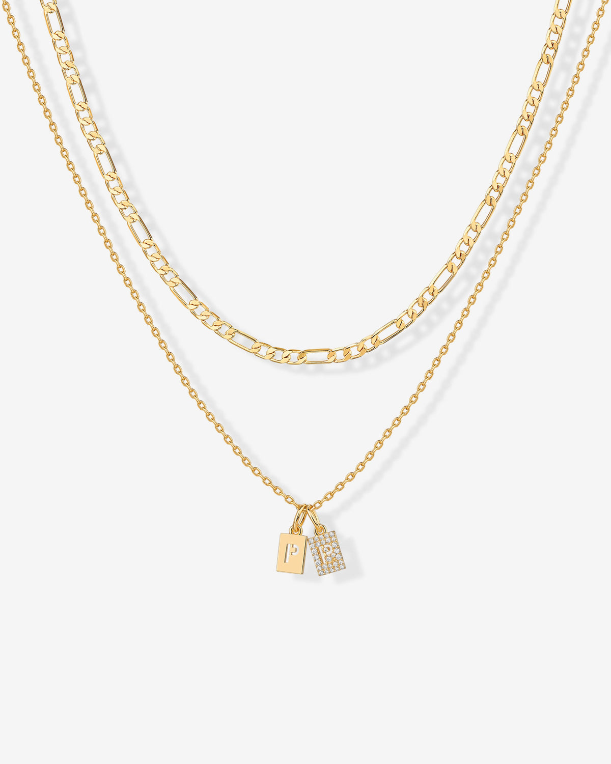 Double Initial Tag Necklace