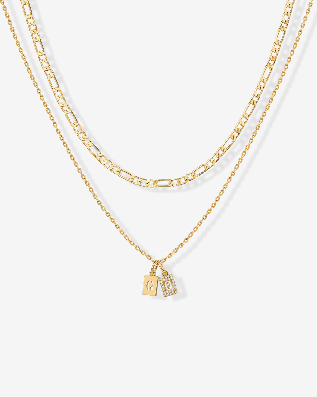 Double Initial Tag Necklace