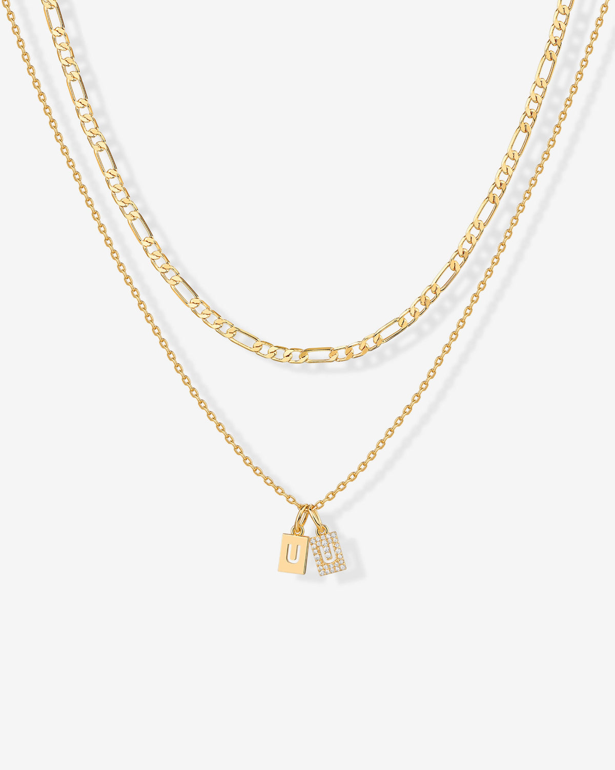 Double Initial Tag Necklace