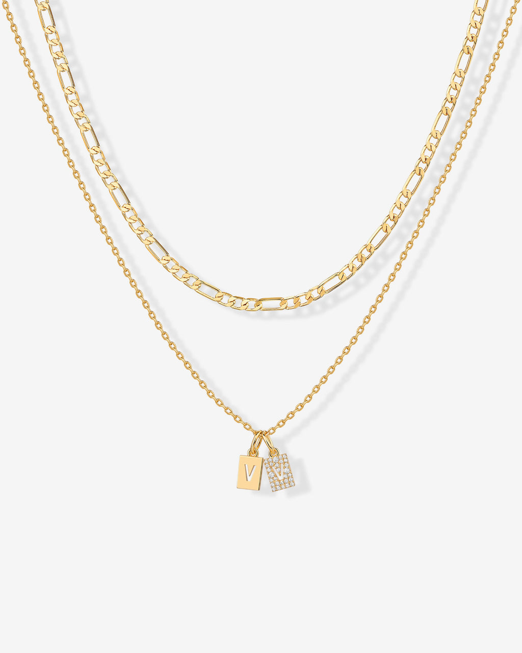 Double Initial Tag Necklace