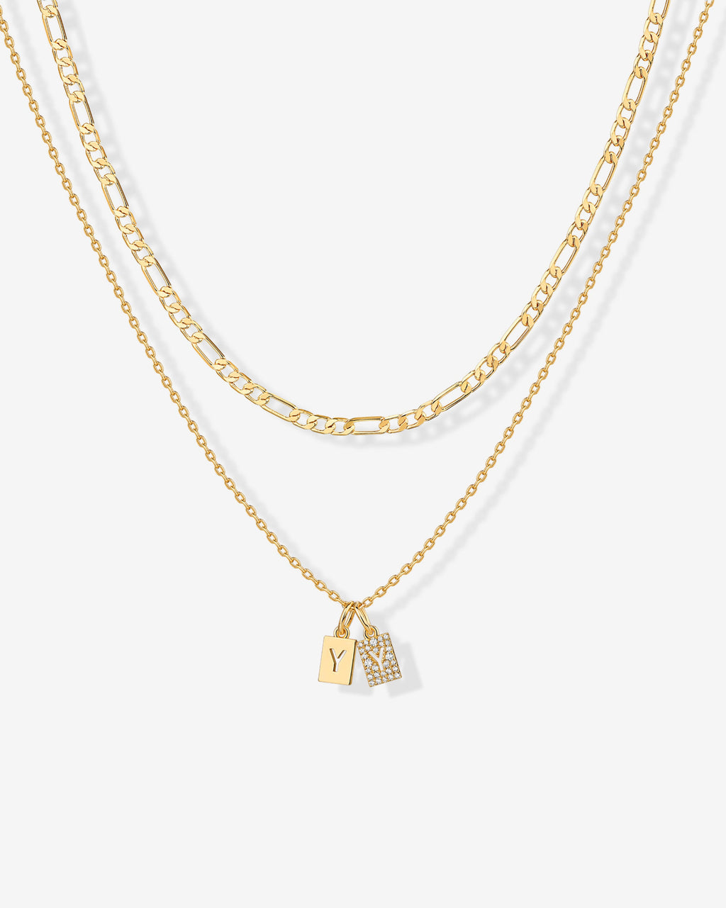 Double Initial Tag Necklace