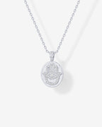 Hammered Coin Hamsa Pendant