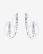 Marquise CZ Double Piercing Chain Huggie Hoop