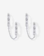 Marquise CZ Double Piercing Chain Huggie Hoop