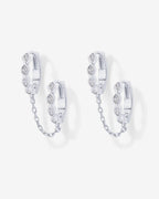 Marquise CZ Double Piercing Chain Huggie Hoop