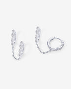 Marquise CZ Double Piercing Chain Huggie Hoop