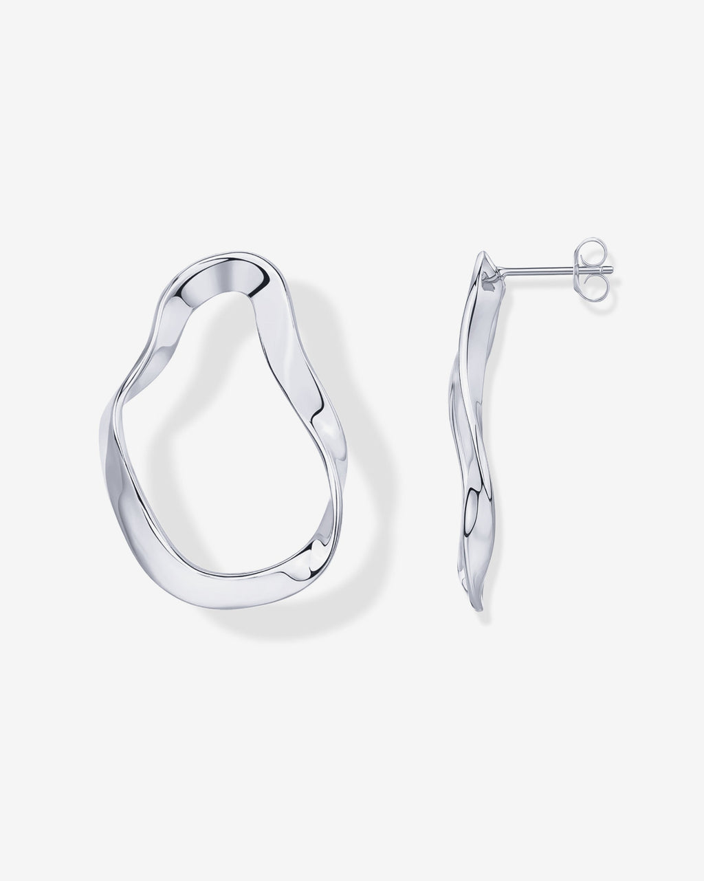 Wavy Statement Drop Hoop Earrings