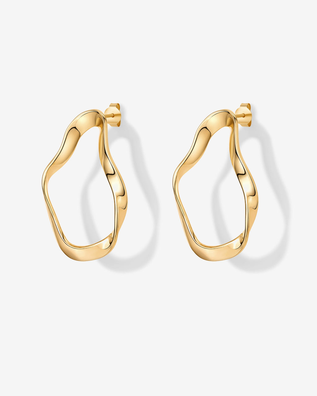 Wavy Statement Drop Hoop Earrings