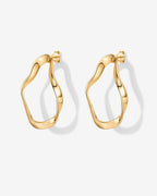 Wavy Statement Drop Hoop Earrings