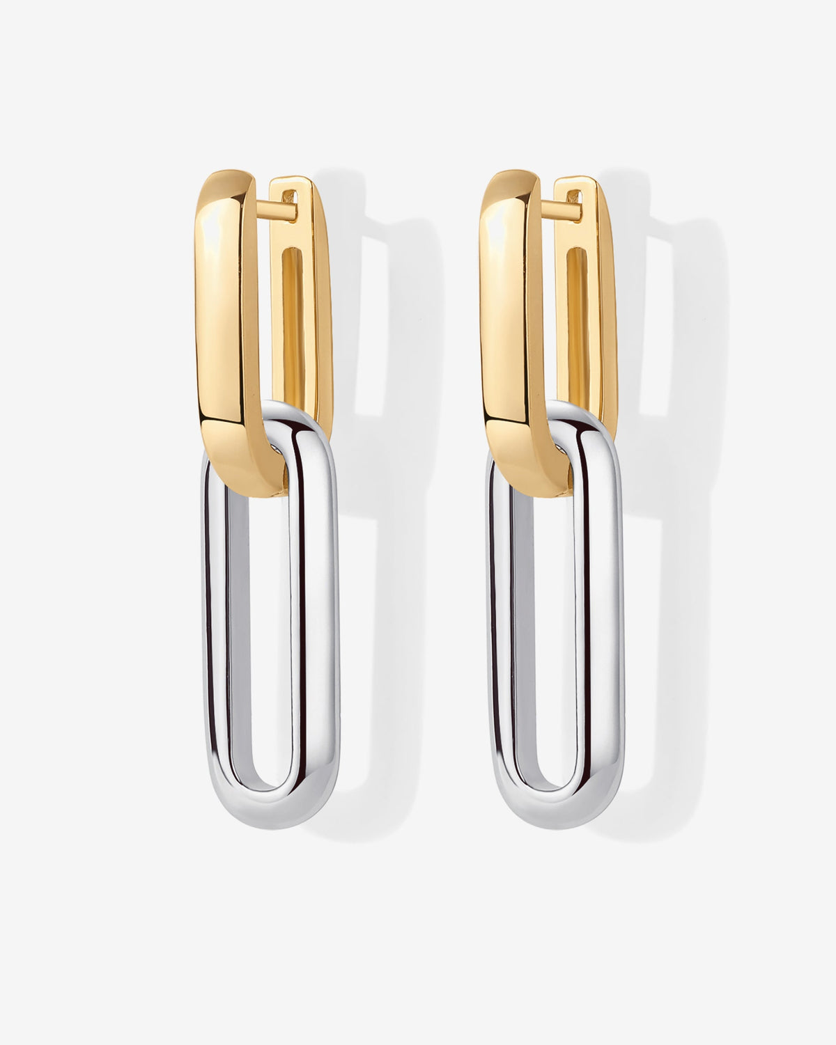 Two-Toned Link Chain Earrings