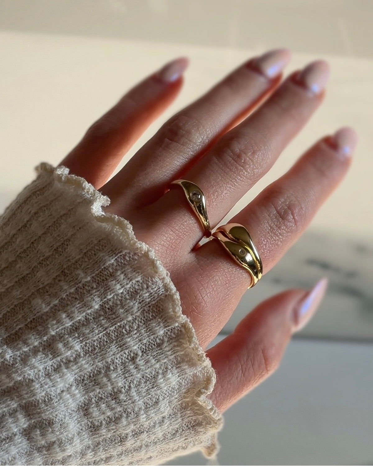 Wavy Triple Ring Stack Set