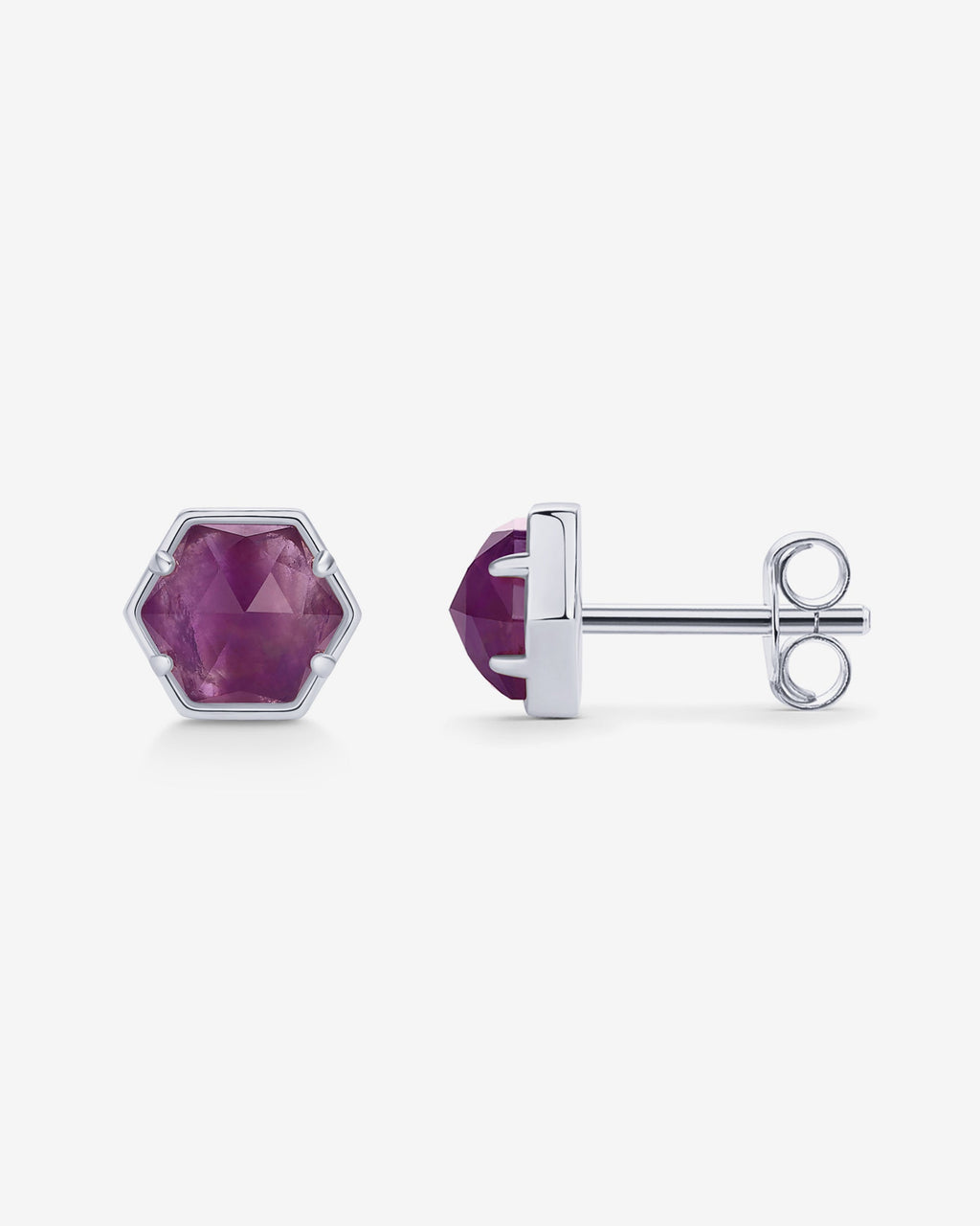 Hexagon Gemstone Stud Earrings