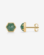Hexagon Gemstone Stud Earrings