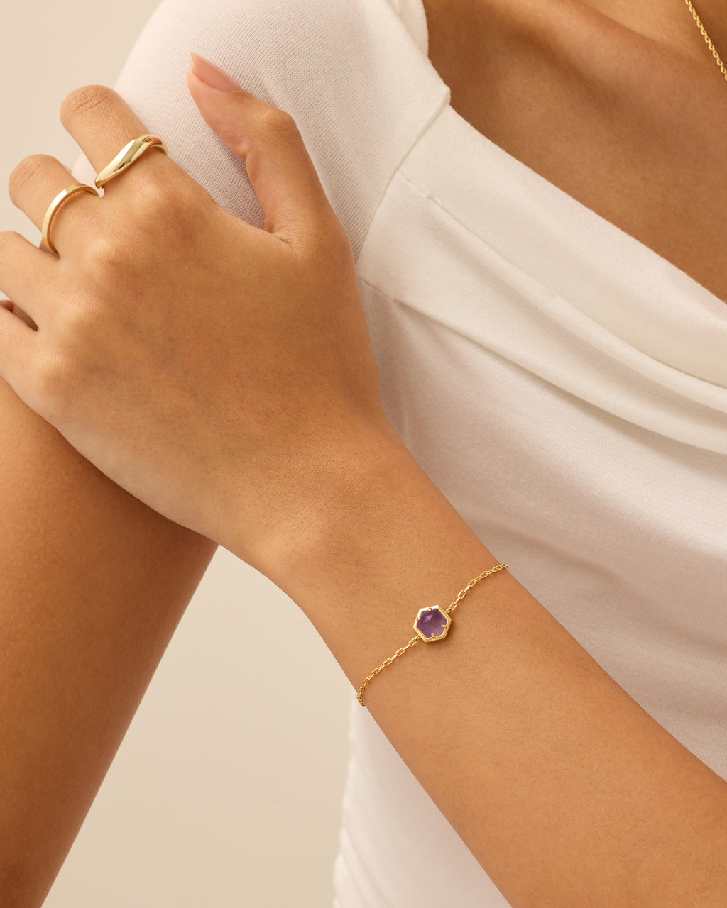 Gemstone Hexagon Bracelet