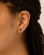 Hexagon Gemstone Stud Earrings