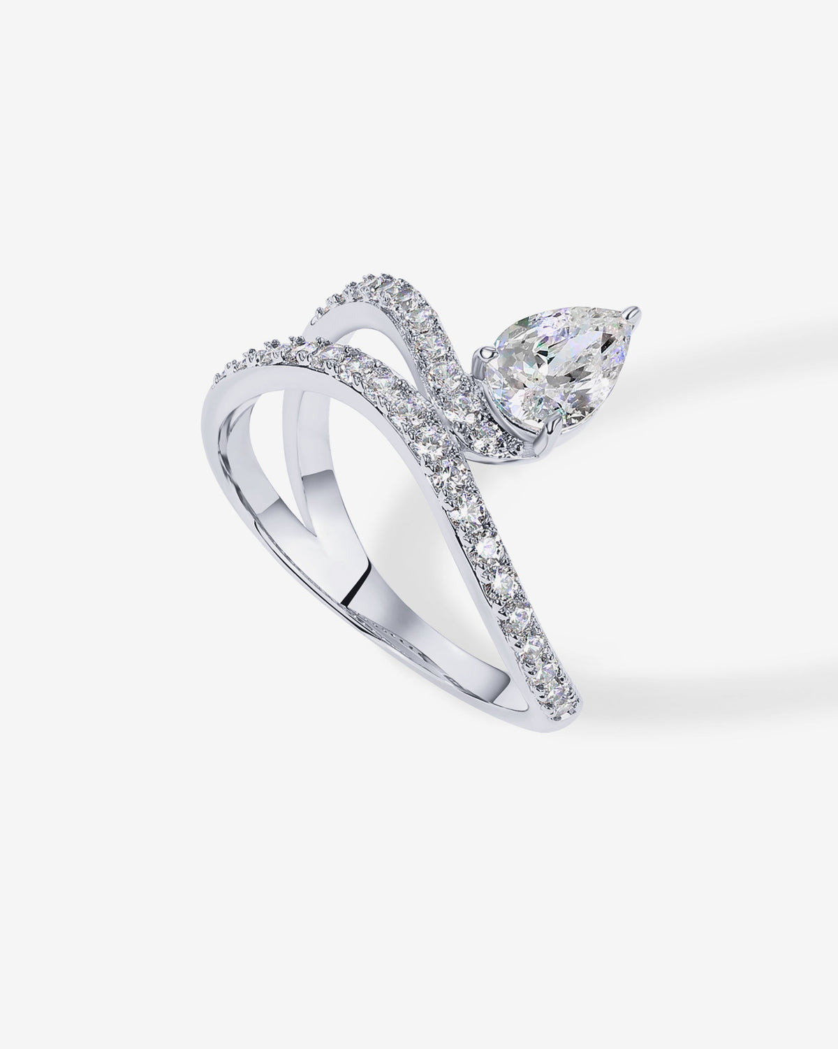 Charming Pear Cubic Zirconia Wavy Ring