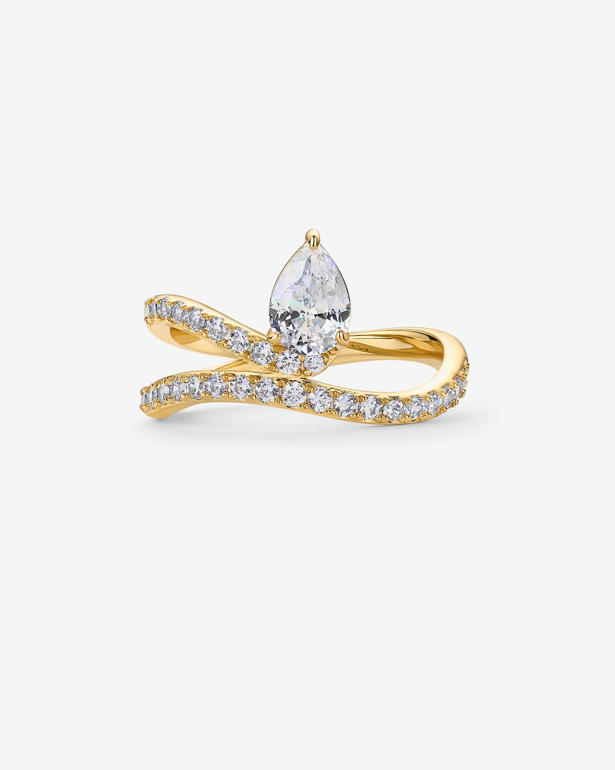 Charming Pear Cubic Zirconia Wavy Ring