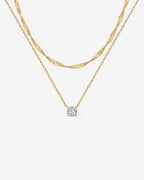 Round Solitaire Layered Necklace Set
