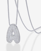 Sparkling Bubble Letter Pendant Necklace